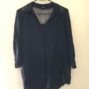 Black Lace Button Up Shirt